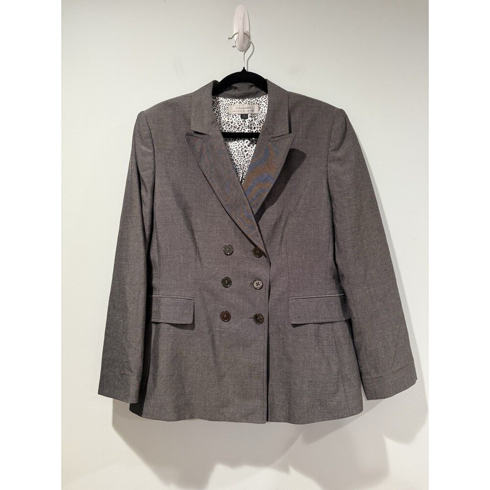 Tahari Blazer Womens 16 Gray Jacket Suit Separate Career Office Work Preppy